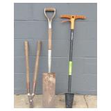 Fiskars Bulb Planter, Spaid Shovel, Limb Cutters