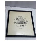 Framed Rod Lawrence Pintail Print