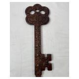 Vintage Ornate Wood Carved Key-Shaped Key Rack