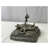 Vintage Pewter David and Goliath Sculpture