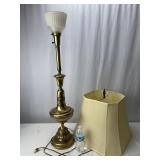 Vintage Tall Heavy Brass Torchiere Table Lamp