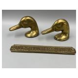 Pair VTG Brass Duck Head Bottle Openers & Duck