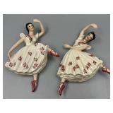 Pair Mid Century Ceramic Ballerina Wall Plaques