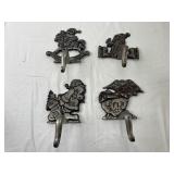 4 Vintage Cast Iron Christmas Stocking Holders