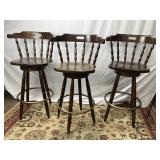 3 Wood Swivel Bar Stools