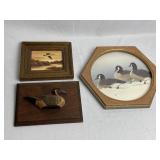 Three Singed Oil on Canvas Goose Paintings/Decoy