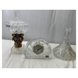 Mikasa Crystal Clock, Cherub Candy Dish, &