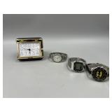 Vintage Bulova Alarm Clock & Timex/Batman Watches