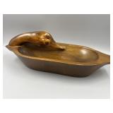 Vintage Wood Carved Duck Bowl