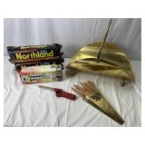Vintage Brass Log Holder, Match Holder, Matches,