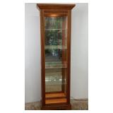 6 ft. Oak Lighted Curio Cabinet w/ Glass Shelves