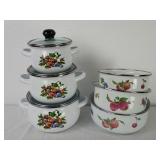 Fruit Themed Enameled Pots & Bowls