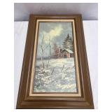 Framed Signed Barn Oil Panting