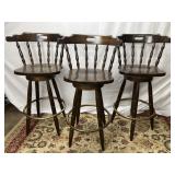 3 Wood Swivel Bar Stools