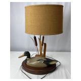 Carved Wood Duck Table Lamp