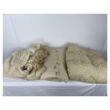 Pair of Crocheted Blankets & Quilted Comforter