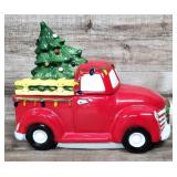Blue Sky Ceramic Truck & Christmas Tree Cookie Jar