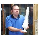 20' Tall MCM Swung Milk Glass Footed Vase