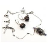 Sterling Silver Necklace Earrings 10.99g
