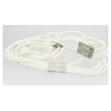 Multi Strand Pearl Rhinestone Necklace Bracelet