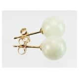 14kt GOLD Jade Ball Earring Set 0.55g