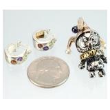Sterling Silver Earrings, Jester Pendant as-is