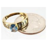 14kt GOLD Sapphire J Hoop Earrings 3.38g