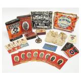 25pc Vintage Tobacco Collectibles, Tin Cans & more