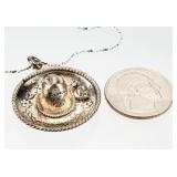 Sterling Silver 23" Necklace Sombrero Pend 8.26g