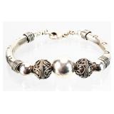 Sterling Silver Beaded Bangle Bracelet 18.46g
