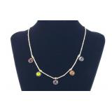 Sterling Silver Multi Stone 15" Necklace 8.91g