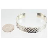 .925 Sterling Silver Hammered Cuff Bracelet 34.04g