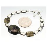 Sterling Silver Natural Labradorite Bracelet 17g