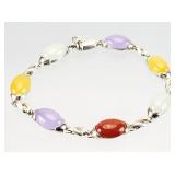 Sterling Silver Multi GemStone 7" Bracelet 17.68g