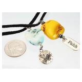 2) Sterling Silver Jasper, Baltic Amber Necklaces
