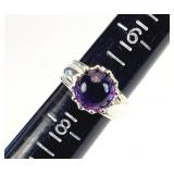 Sterling Silver Amethyst Stone Sz 7.25 Ring 5.92g