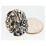 Sterling Silver Ornate Ring Sz 7.25, 9.64g