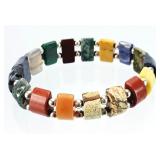 Sterling Silver Multi Gemstone Stretch Bracelet
