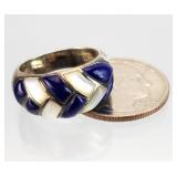 S&G Sterling Silver Denim Lapis, MOP Ring 7.19g