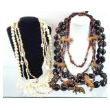7pc African Carved Animals, Shells, Beads Necklace