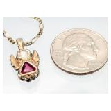Sterling Silver Winged Angel Charm Necklace 4.84g