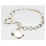 Sterling Silver Milor Italy Heart Charm Bracelet
