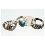 3) Sterling Silver Ladies Rings 14.21g