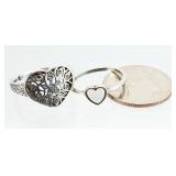 2) Sterling Silver Heart Rings 4.22g