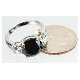 .925 Sterling Silver Black Onyx Sz 8.25 Ring 5.18g