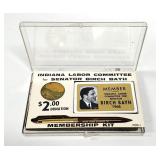 1968 Birch Bayh Labor Comm. Mem Kit Pen, Coin