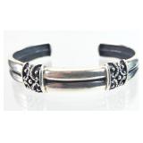 .925 Sterling Silver Signed Cuff Bracelet 20.29g