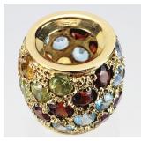 14kt GOLD Multi Gem Necklace Pendant, Charm 3.86g