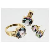 4pc 14kt GOLD Mystic Topaz Jewelry Set 12.53g