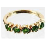 14kt GOLD Sz 6 Diopsid Green Stone Ring 2.79g